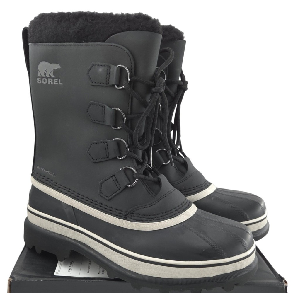Sorel Caribou Boots Mens 8 Black Waterproof Insulated Winter Snow Shoes NEW